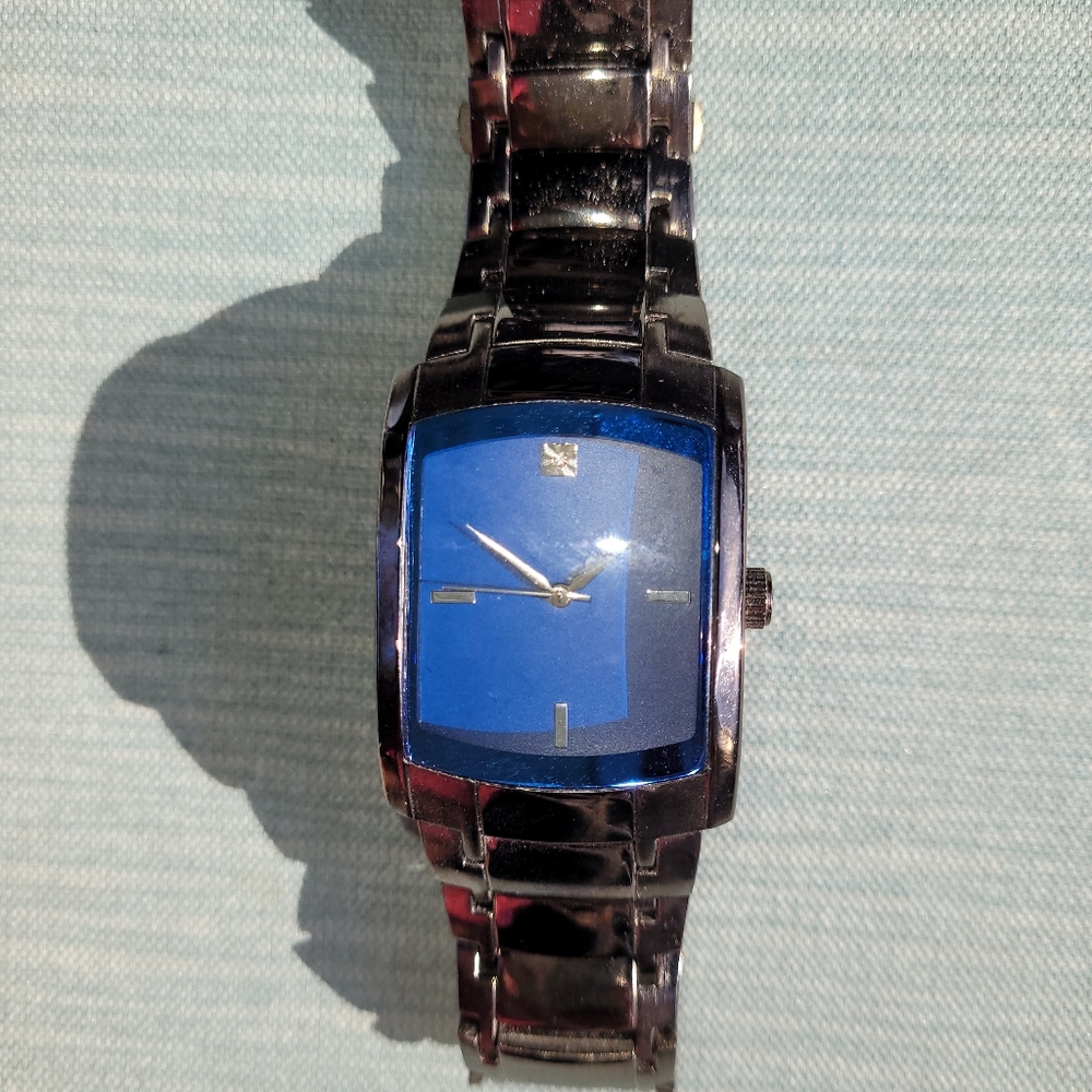 Mens Watch Blue with Gun Metal Silver band